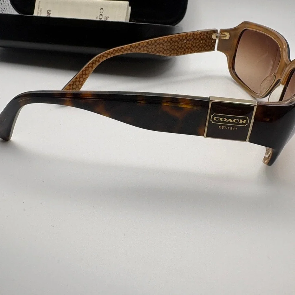 Coach Delphine S443 Tortoise Shell Sunglasses Brown Gradient Lens with Case